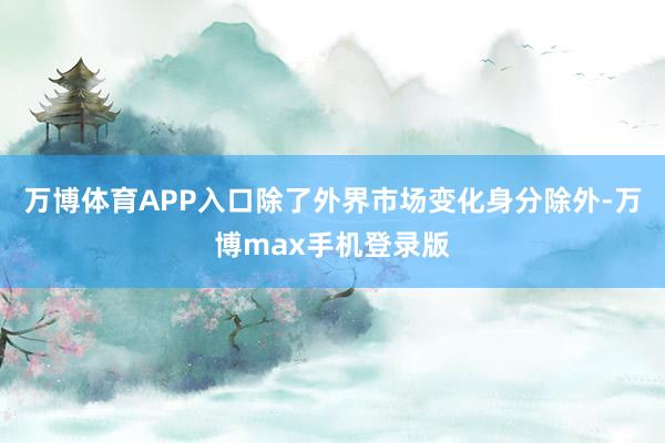 万博体育APP入口除了外界市场变化身分除外-万博max手机登录版